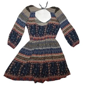 Hollister Boho Dress M Short Floral 3/4 Sleeve